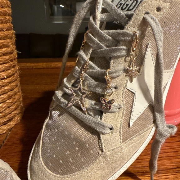 Golden Goose 36 NEW Gold Grid Glitter Ballstar - Picture 5 of 8